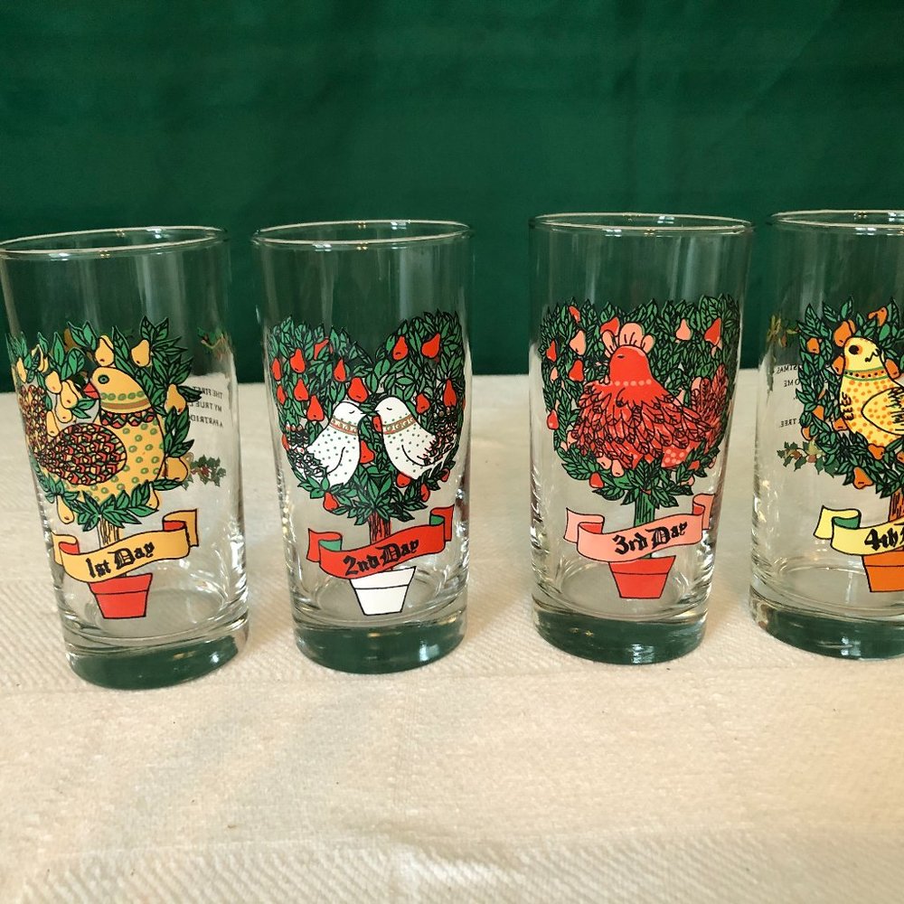 Vintage 12 Days of Christmas Drinking Glasses